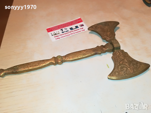 ТОМАХАВКА-МЕД/МЕСИНГ ВНОС АНГЛИЯ 2404221631, снимка 7 - Антикварни и старинни предмети - 36551058