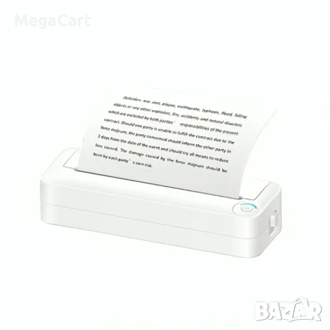 Преносим мини термичен принтер KDC-0019E, А4, Bluetooth, Бял, снимка 1