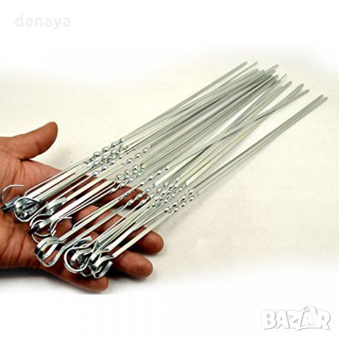 1478 Метални плоски шишове за скара комплект от 10 броя, 38см, снимка 5 - Прибори за хранене, готвене и сервиране - 28644680