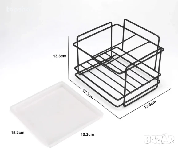 НОВ държач за кухненски прибори, метален, за кухня и баня с корито за оттичане, лепиенка..., снимка 5 - Съдове за готвене - 50555737