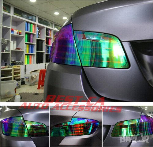 Хамелеоново ( navy blue ) предпазно защитно фолио за фарове, стопове и халогени  100х30 см., снимка 5 - Аксесоари и консумативи - 35588676