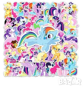 50 бр Малкото Пони My Little Pony самозалепващи лепенки стикери за украса декор картонена торта, снимка 2 - Други - 43992181