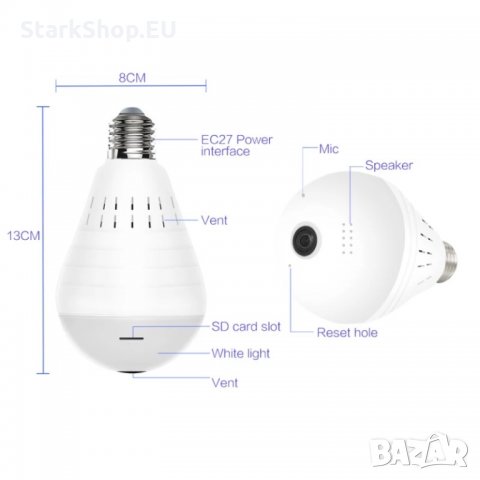 БЕБЕФОН крушка скрита безжична WiFi камера за видеонаблюдение на дете възрастни хора, снимка 6 - Бебефони - 27914387