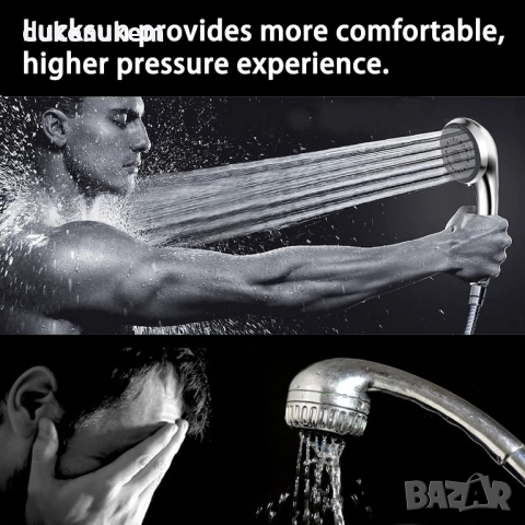 Душ слушалка с високо налягане и хромирано покритие, 7 режима, снимка 3 - Душове - 52119131