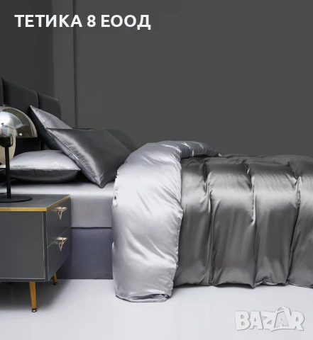 Спален комплект сатен, различни размери, графит-сребро, 2 калъфки за 65х65, снимка 3 - Спално бельо - 51168785
