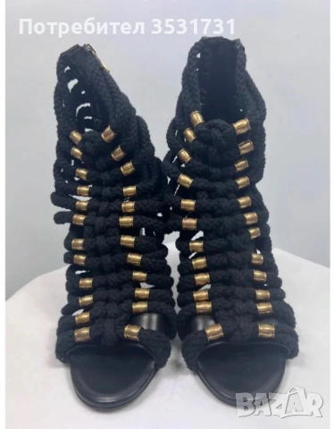 Balmain черни сандали размер 38 - нови, снимка 2 - Сандали - 53398952