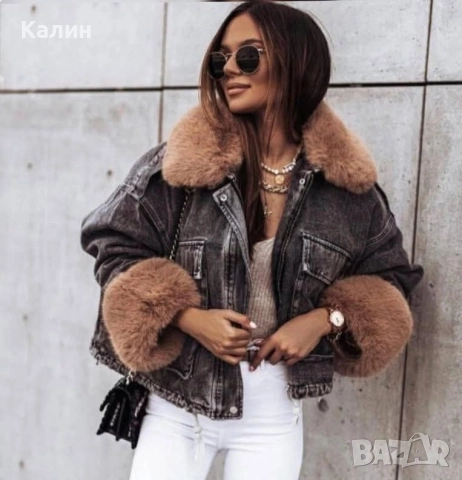 Дънково яке с пух - два цвята - 87 лв., снимка 2 - Якета - 52673154