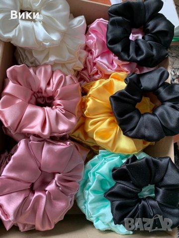 Скрънчета Скрънче Скрънчи за коса ластици за коса сатен, снимка 6 - Аксесоари за коса - 32639504