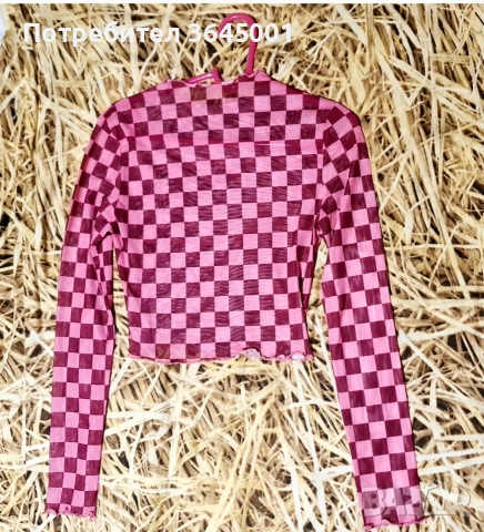 Лека, еластична розова блузка на карета. Размер S . НОВА. , снимка 4 - Блузи с дълъг ръкав и пуловери - 52766877