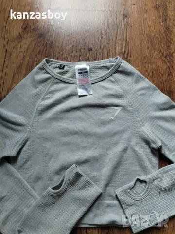 Gymshark Vital Seamless 2.0 Long Sleeve Crop Top - дамско фитнес боди КАТО НОВО ХС, снимка 3 - Корсети, бюстиета, топове - 50011518