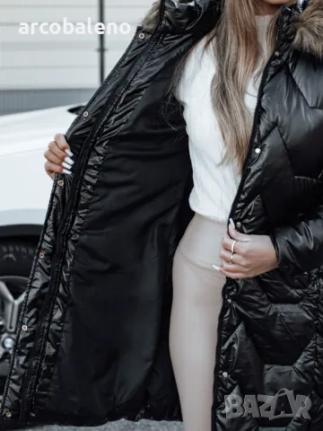 Дамско зимно яке ELECIO дълго ватирано с качулка, 2цвята , снимка 10 - Якета - 47424317