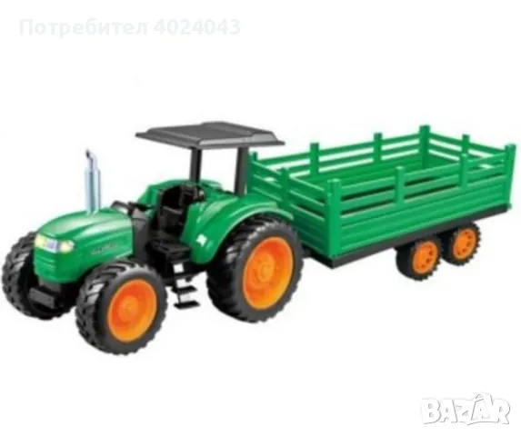 Голям детски трактор с ремарке, снимка 2 - Коли, камиони, мотори, писти - 48054320