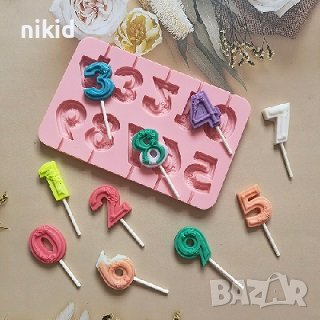 цифри числа на цветя силиконов молд форма за направа на близалки на клечка свещ, снимка 2 - Форми - 38077183