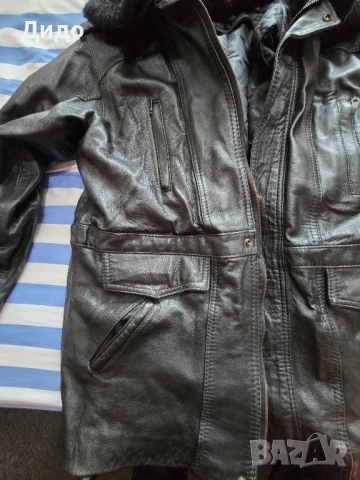 Кожена офицерска шуба черно, снимка 5 - Якета - 51906070