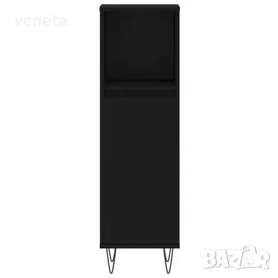   vidaXL Шкаф за баня Черен 30x30x100 см Инженерно дърво, снимка 5 - Шкафове - 48538952