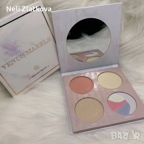 Палитра хайлайтъри с огледалце, снимка 5 - Козметика за лице - 53044003