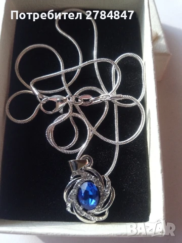 Сребърно колие с кристали , снимка 7 - Колиета, медальони, синджири - 48745869