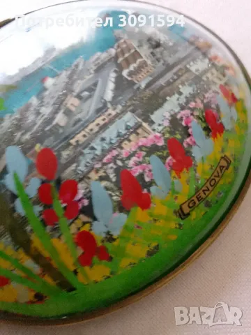 изпъкнала овална стъклена рамка сувенирна снимка на женевски реверс рисувани цветя, снимка 5 - Други ценни предмети - 47304099
