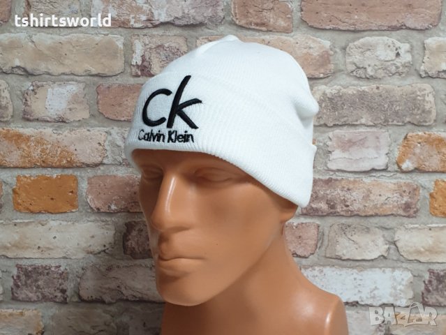 Нова зимна шапка в бял цвят на марката CK, Calvin Klein, снимка 8 - Шапки - 43280762