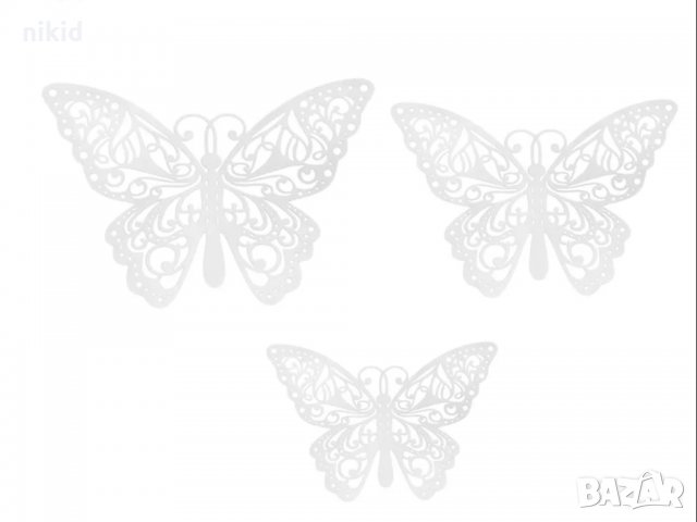 3D 12 бр pvc златни сребърни медени на дупки самозалепващи пеперуди декорация за стена мебел торта, снимка 3 - Други - 25382041