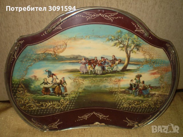 Голям поднос 1950 г., сцени от Гоя  поднос с дръжки, поднос за закуска, снимка 2 - Антикварни и старинни предмети - 42969287