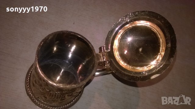 златна халба-14х13х9см-внос франция, снимка 7 - Колекции - 26793373