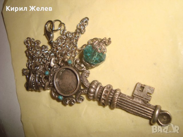 ПОСРЕБРЕН ВИНТИДЖ АРТ МЕДАЛЬОН - КЛЮЧЕ с ВЕРИЖКА 21699, снимка 6 - Колиета, медальони, синджири - 32525233