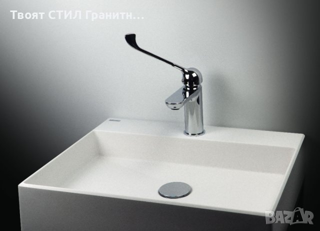 Бяла Гранитна Мивка за Баня, Монтаж върху плот стояща Correo 600x400 мм, снимка 7 - Мивки - 43552215