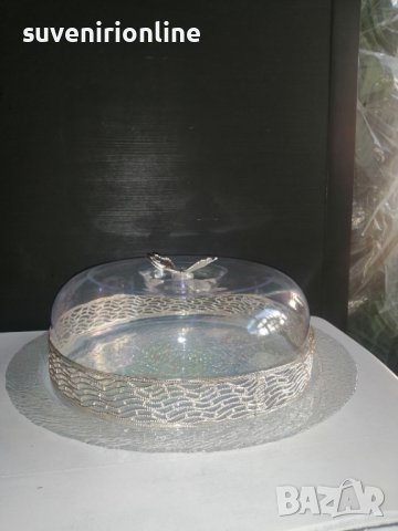 Стъклен поднос за торта/кекс с капак, снимка 6 - Аксесоари за кухня - 40012060