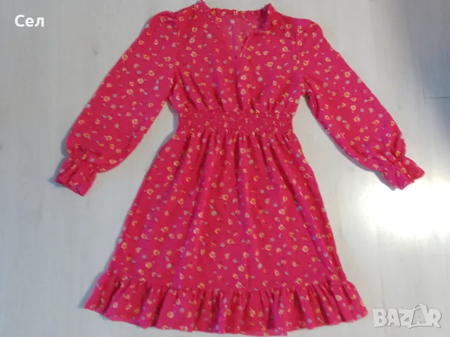 Цикламена рокля М-Л, снимка 2 - Рокли - 50337593