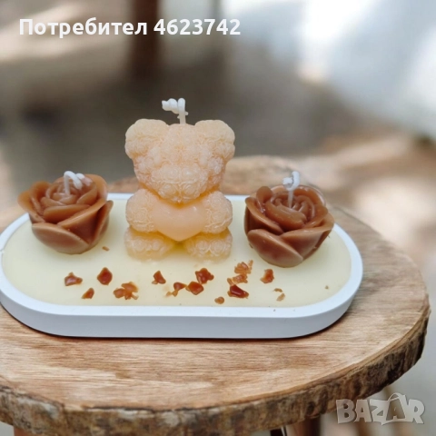 свещ мече с рози