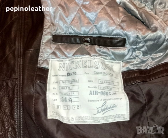 NICKELSON английско пилотско кожено яке тип MА-1, размер L-XL / 54, снимка 8 - Якета - 52794057