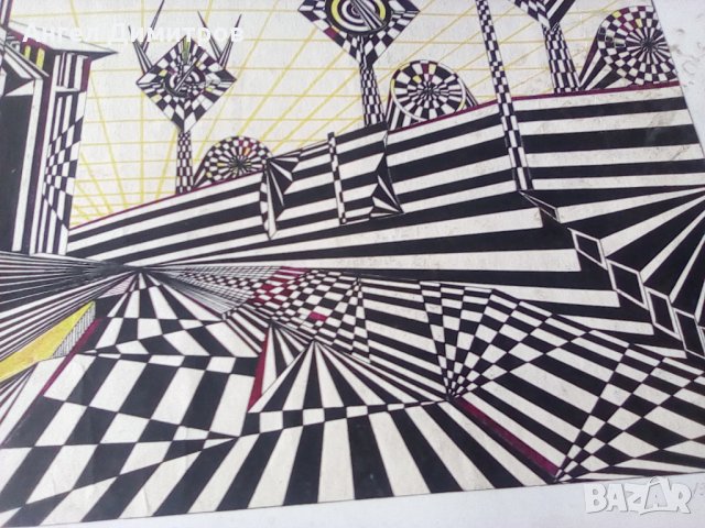 Картина туш Веселин Бонев Селски пейзаж, снимка 5 - Картини - 29065941