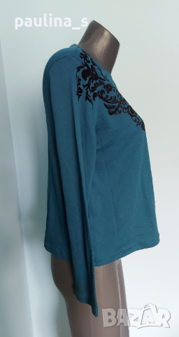 Памучна блуза с дълъг ръкав и декорации "Tradition" ® / голям размер , снимка 3 - Блузи с дълъг ръкав и пуловери - 36557376
