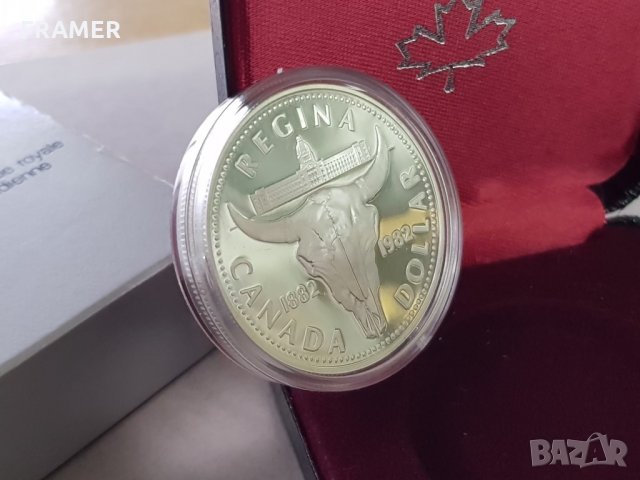 1 сребърен долар 1982 година Канада Елизабет II сребро в ТОП качество, снимка 2 - Нумизматика и бонистика - 35285175