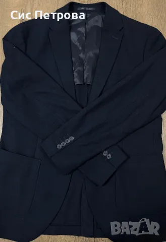 Мъжко вълнено синьо сако, снимка 1