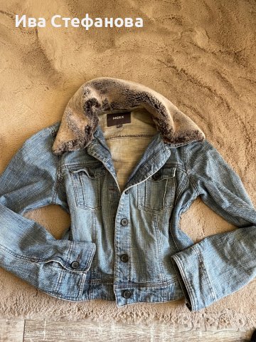 Дънково яке сафари с кожена свалящо яка Mexx , снимка 6 - Якета - 38172392