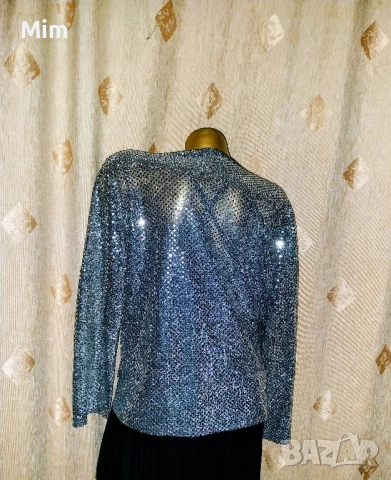 XL/2XL Сребрист жакет / сако / с пайети , снимка 4 - Сака - 52174198