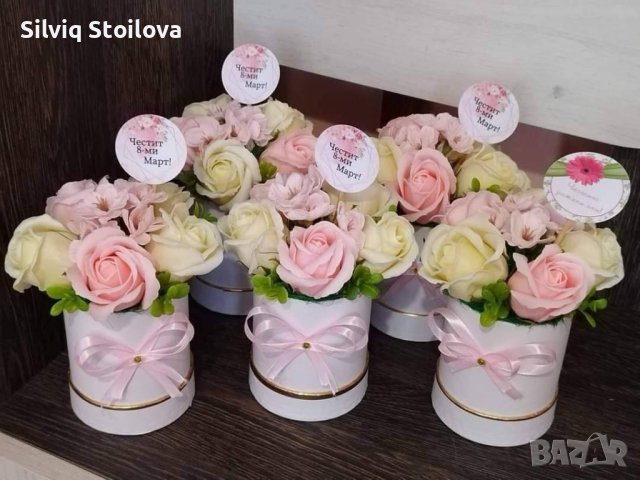 Нежни букети със сапунени цветя, снимка 6 - Подаръци за жени - 40295598