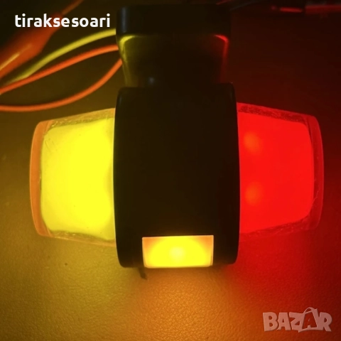 LED странични габарити тип рогче 2 броя неон ефект 12-24V червено-оранжево-оранжево, снимка 2 - Аксесоари и консумативи - 52529362