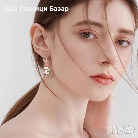 Нови Коледни Обеци Елха Сребро 925 Уникален Подарък Жена, снимка 5 - Обеци - 43570891