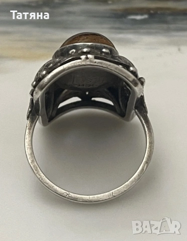 Рядък винтидж сребърен пръстен с кехлибар, Georg Kramer, 835, Fischland , снимка 6 - Пръстени - 53147629