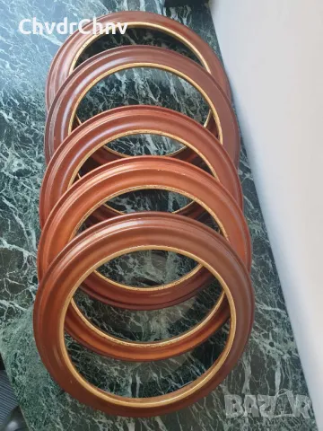 11бр Van Hygan & Smythe луксозна английска кръгла дървена рамка за декоративна порцеланова чиния, снимка 2 - Колекции - 47173394