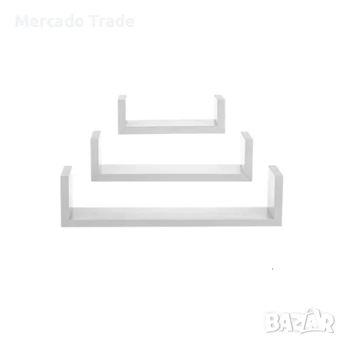 Комплект декоративни рафтове Mercado Trade, За стена, 3бр., Бели, снимка 2 - Декорация за дома - 47840091