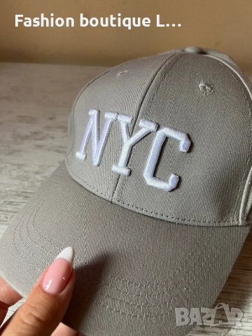 Нова сива бейзболна шапка с бяла бродерия NYC с регулираща се обиколка 100% памук, снимка 3 - Шапки - 52002287