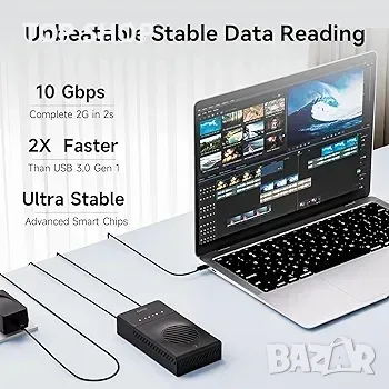 NVMe M.2 Dual Bay Duplicator Clone Enclosure, USB към NVME адаптер, снимка 10 - Друга електроника - 48756480