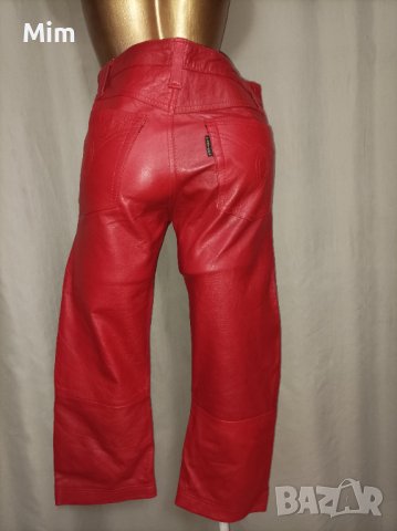 М Червен кожен тричетвърти панталон, снимка 3 - Къси панталони и бермуди - 36845680