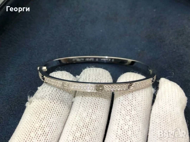 Cartier гривна с мойсанити , снимка 2 - Гривни - 51398499
