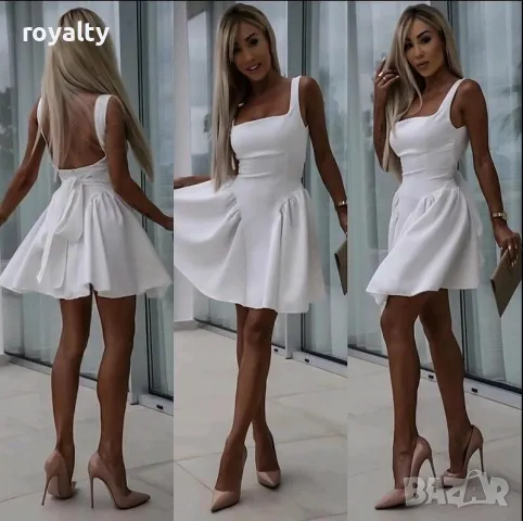 Дамска елегантна бяла рокля