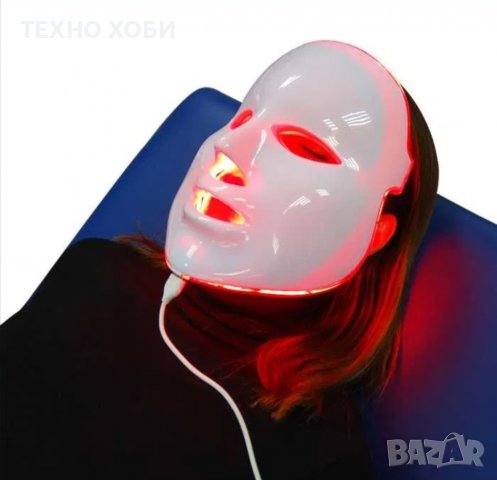 Козметична Led маска за лице със светлинна терапия, фотодинамична терапия, акне, бръчки, снимка 11 - Козметични уреди - 37601981